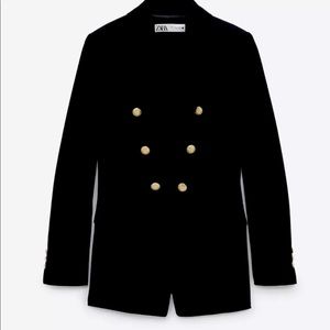 ZARA BLACK TAILORED DOUBLE
BREASTED BLAZER WITH METAL GOLD
BUTTONS SIZE XL